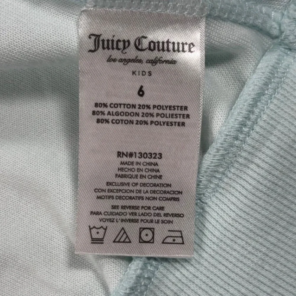 Juicy Couture Kids Velour Tracksuit Light Blue Hoodie Joggers Set Size 6